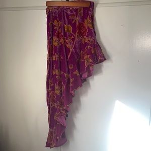 Velvet floral side cut skirt